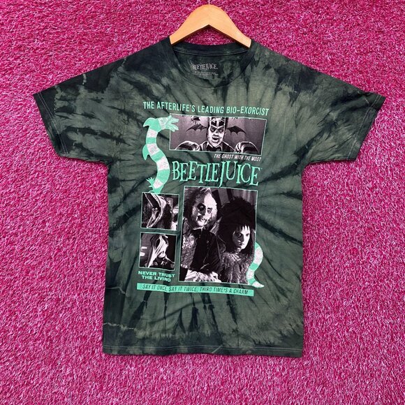 Beetlejuice and Lydia Green Tie Dye T-Shirt Small - Picture 1 of 4